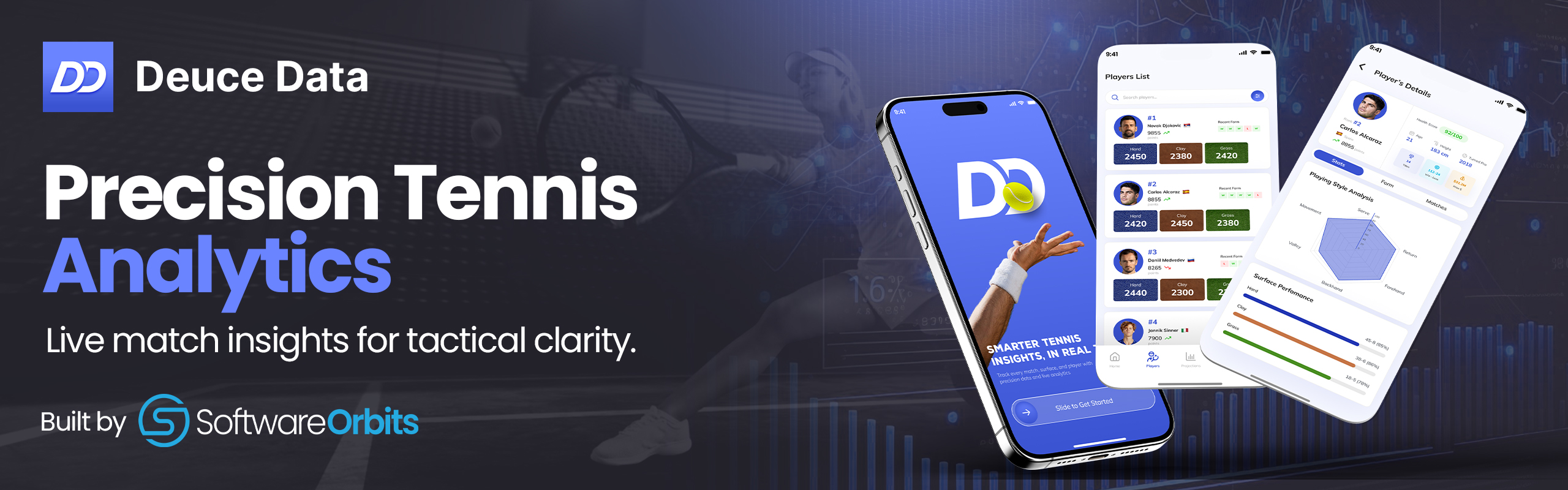 Deuce Data tennis intelligence platform built by SoftwareOrbits